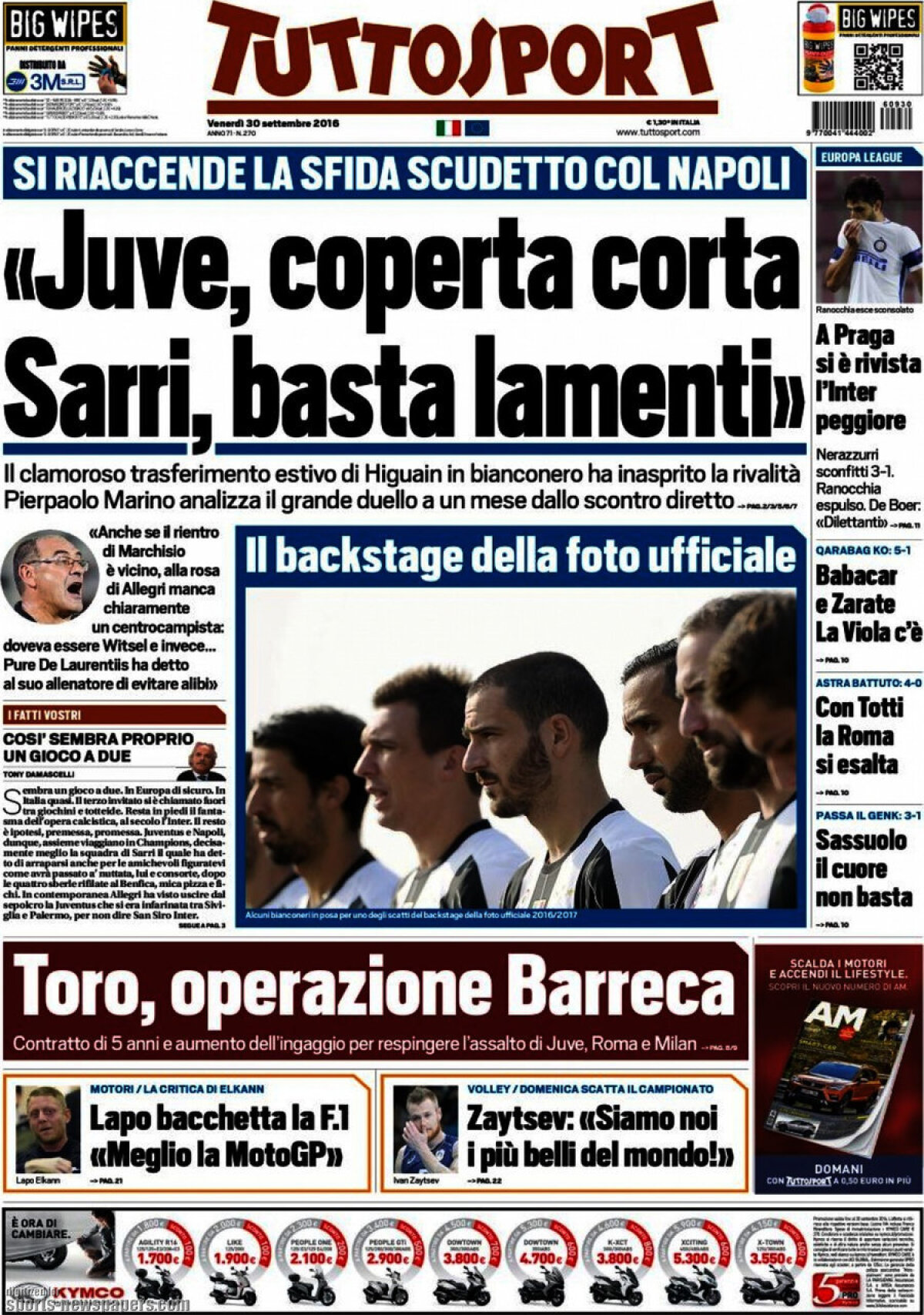 Ce scriu azi ziarele de sport din lume (30 septembrie 2016)