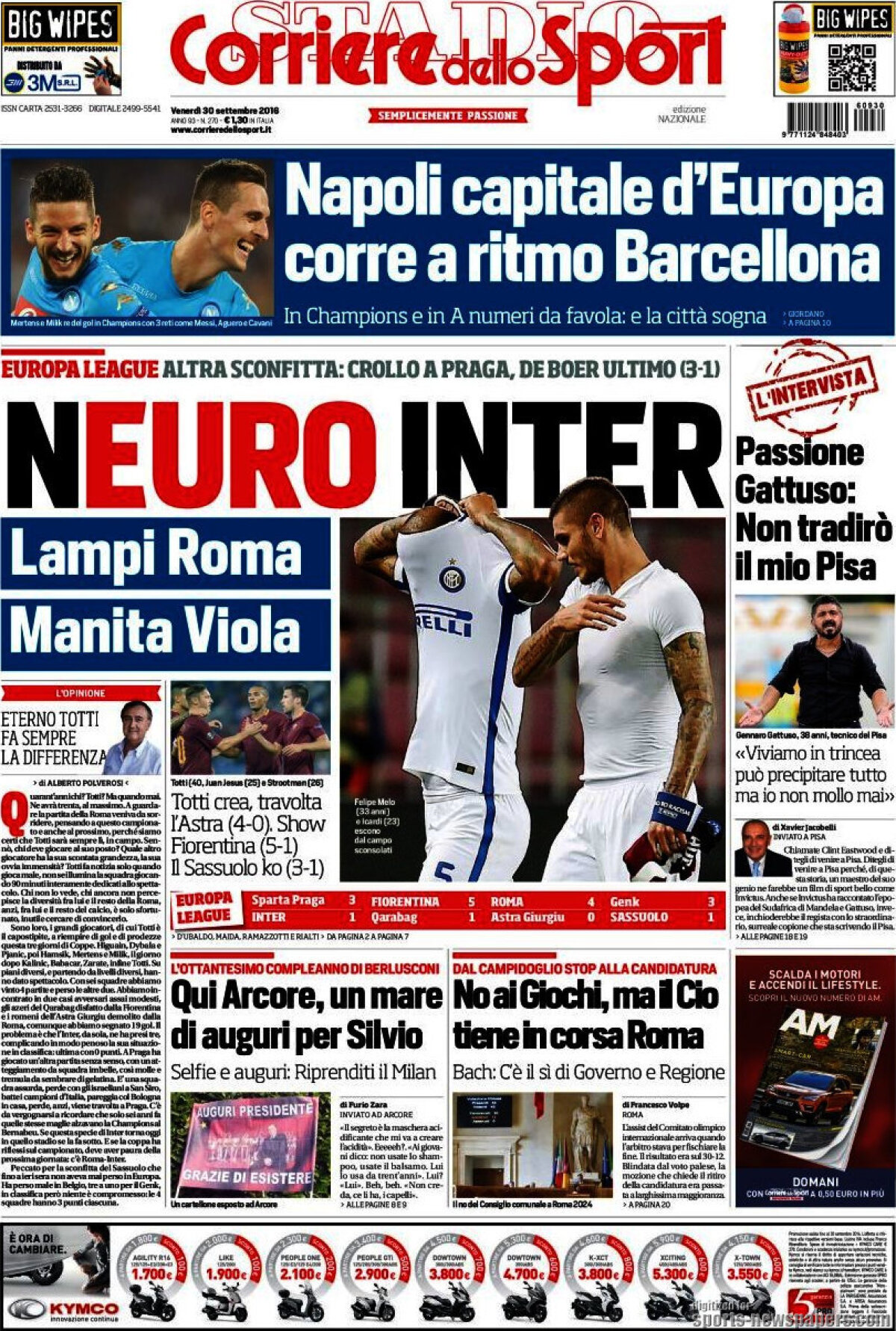 Ce scriu azi ziarele de sport din lume (30 septembrie 2016)