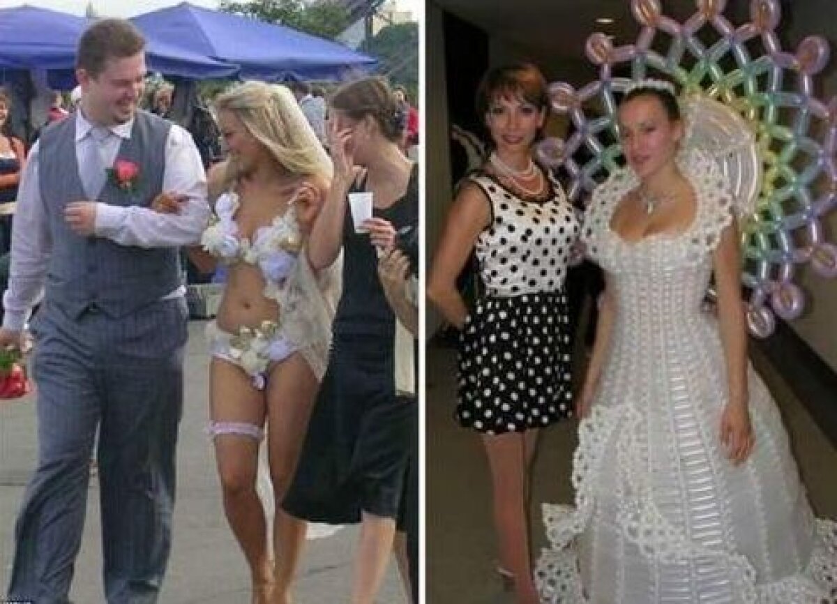 FOTO Nunți duse la extrem! Cele mai stranii rochii de mireasă