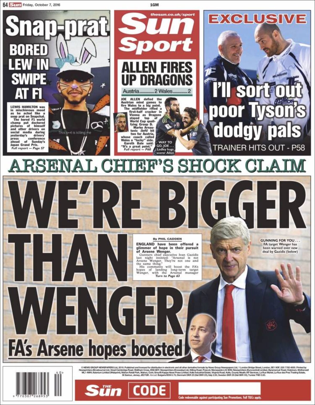 Ce scriu azi ziarele de sport din lume (7 octombrie 2016)