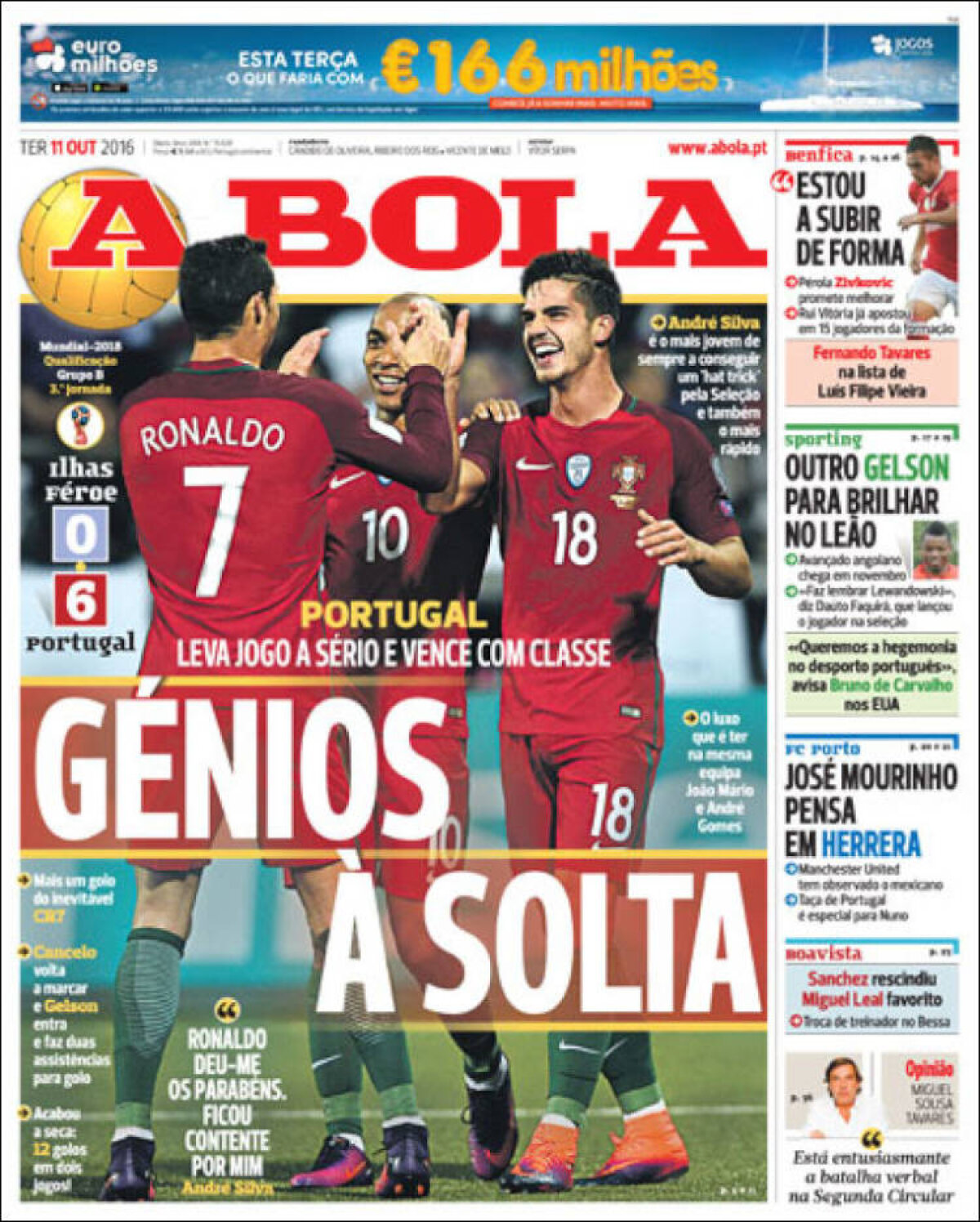 Ce scriu azi ziarele de sport din lume (11 octombrie 2016)