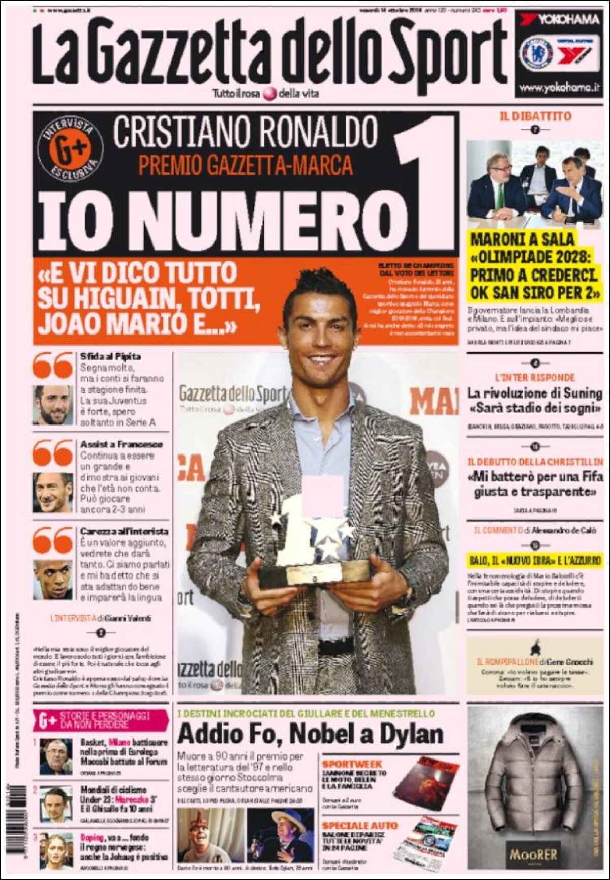 Ce scriu azi ziarele de sport din lume (14 octombrie 2016)