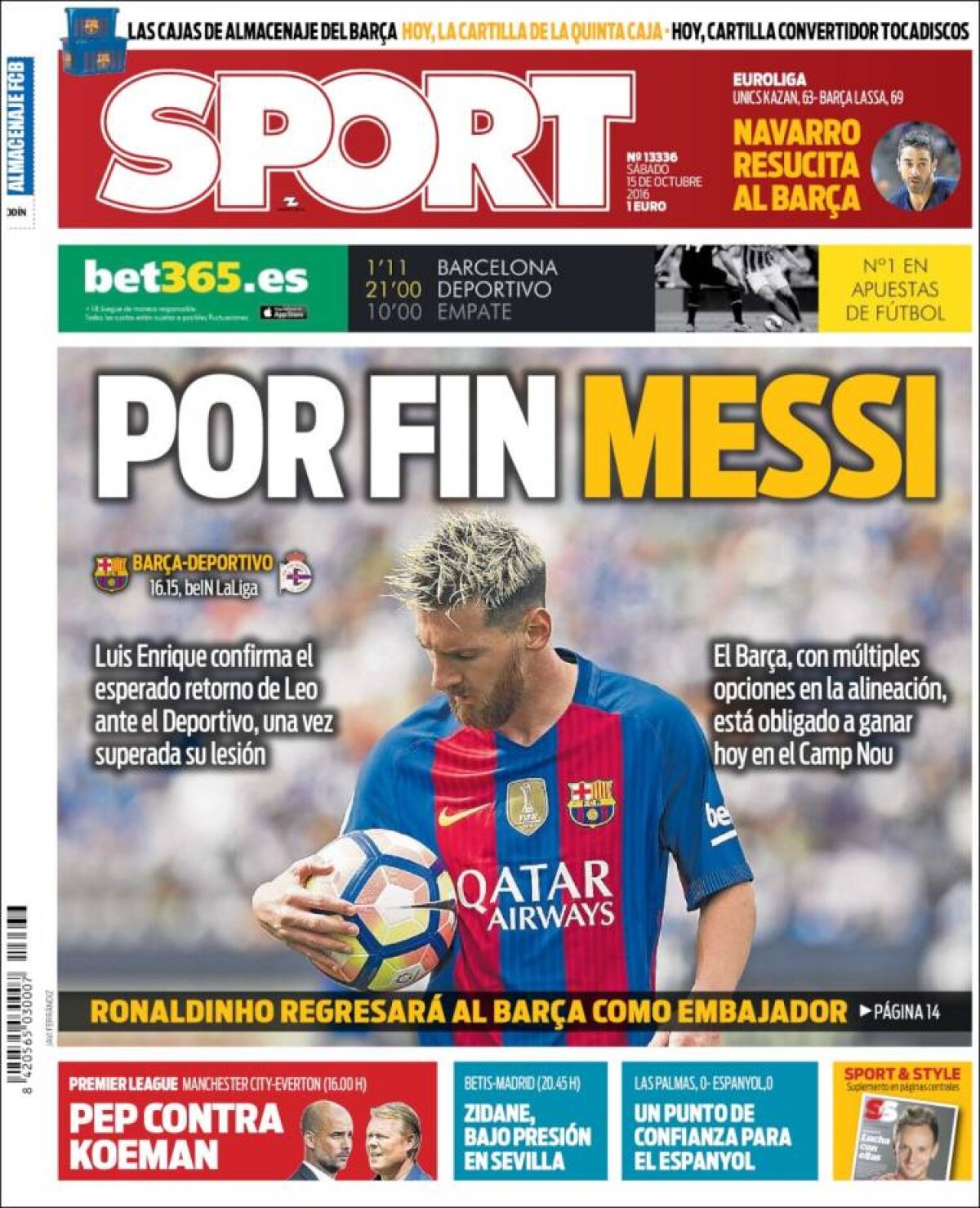 Ce scriu azi ziarele de sport din lume (15 octombrie 2016)