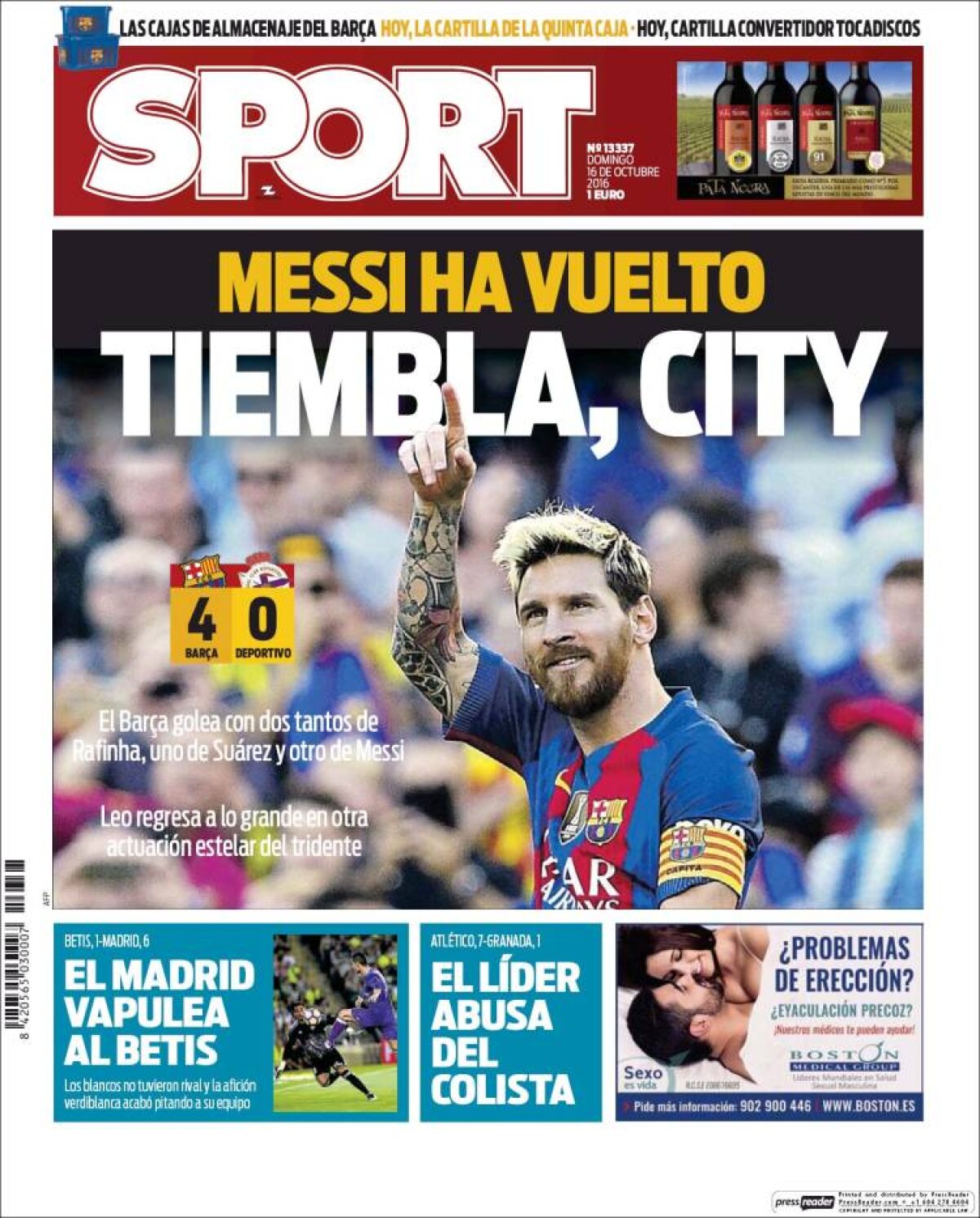 Ce scriu azi ziarele de sport din lume (16 octombrie 2016)