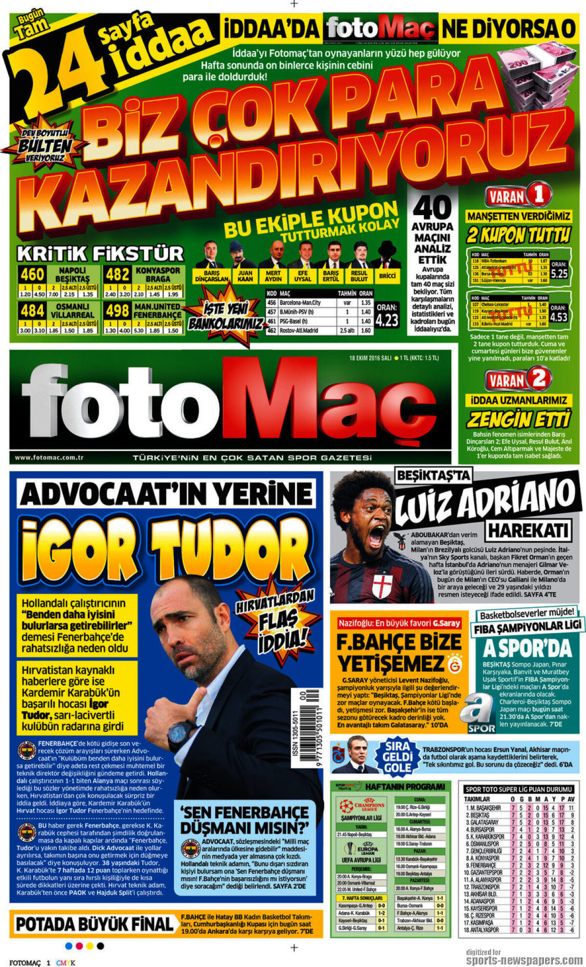 Ce scriu azi ziarele de sport din lume (18 octombrie 2016)