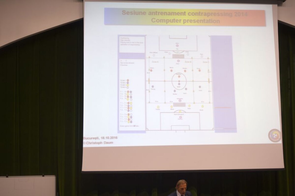 UPDATE / GALERIE FOTO Prezentare cu expresii ofensatoare și sfaturi controversate » 4 direcții date de Daum viitorilor antrenori români: "Nu recunoașteți niciodată că ați greșit! Jucătorul trebuie să îl depășească pe «porcul de câine» din el"