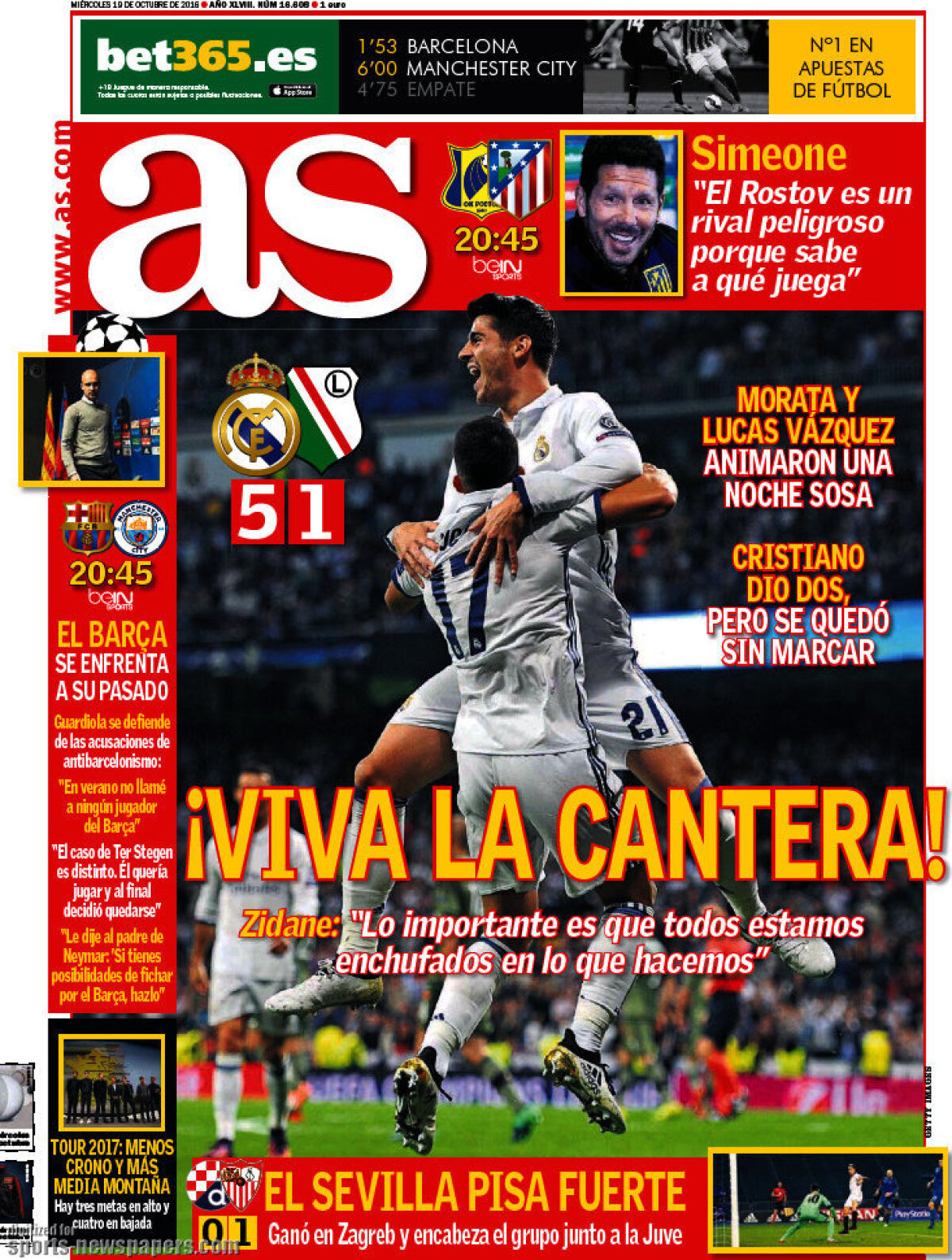 Ce scriu azi ziarele de sport din lume (19 octombrie 2016)