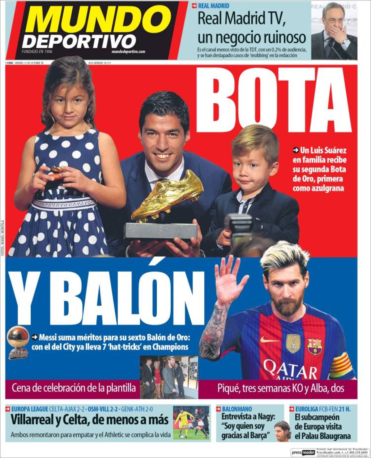 Ce scriu azi ziarele de sport din lume (21 octombrie 2016)