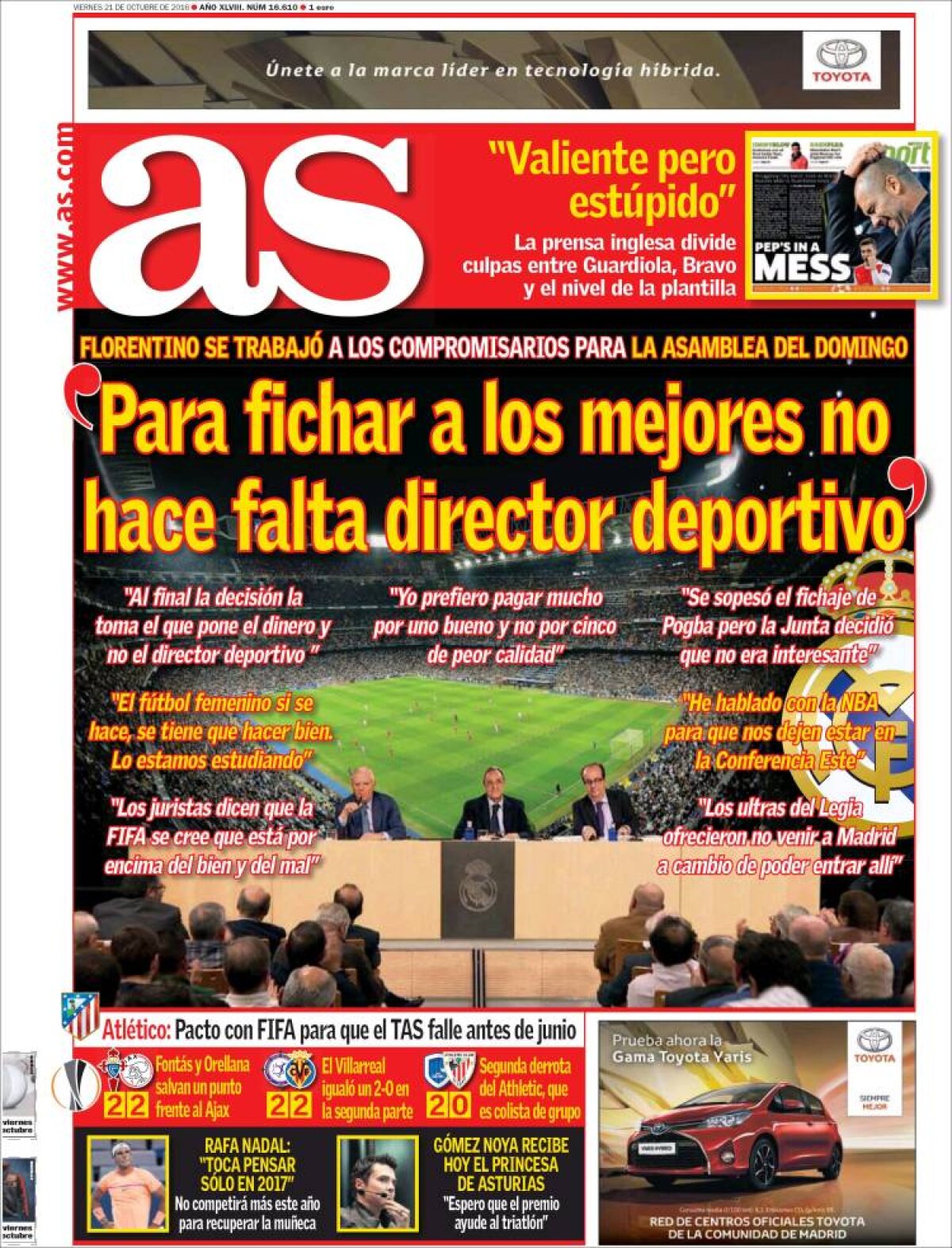 Ce scriu azi ziarele de sport din lume (21 octombrie 2016)