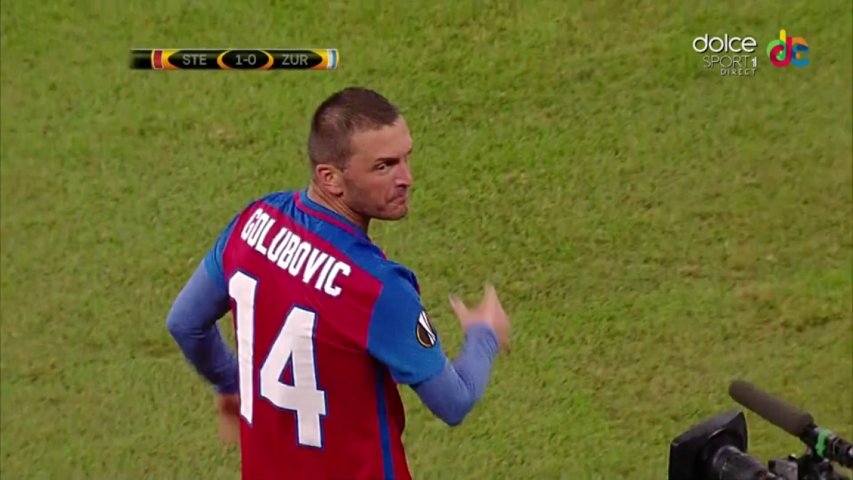 GALERIE FOTO Momentul pe care nu l-a observat nimeni la Steaua - Zurich! Reacție necontrolată a lui Golubovici în cel mai important moment al meciului