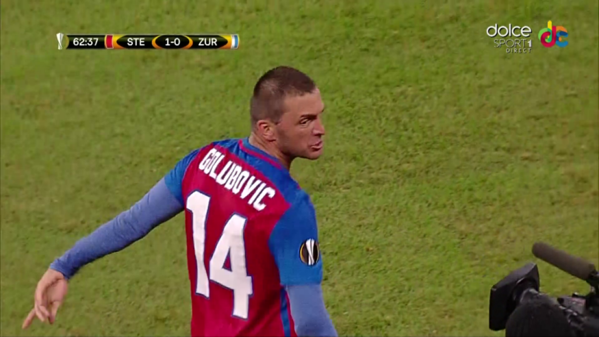GALERIE FOTO Momentul pe care nu l-a observat nimeni la Steaua - Zurich! Reacție necontrolată a lui Golubovici în cel mai important moment al meciului