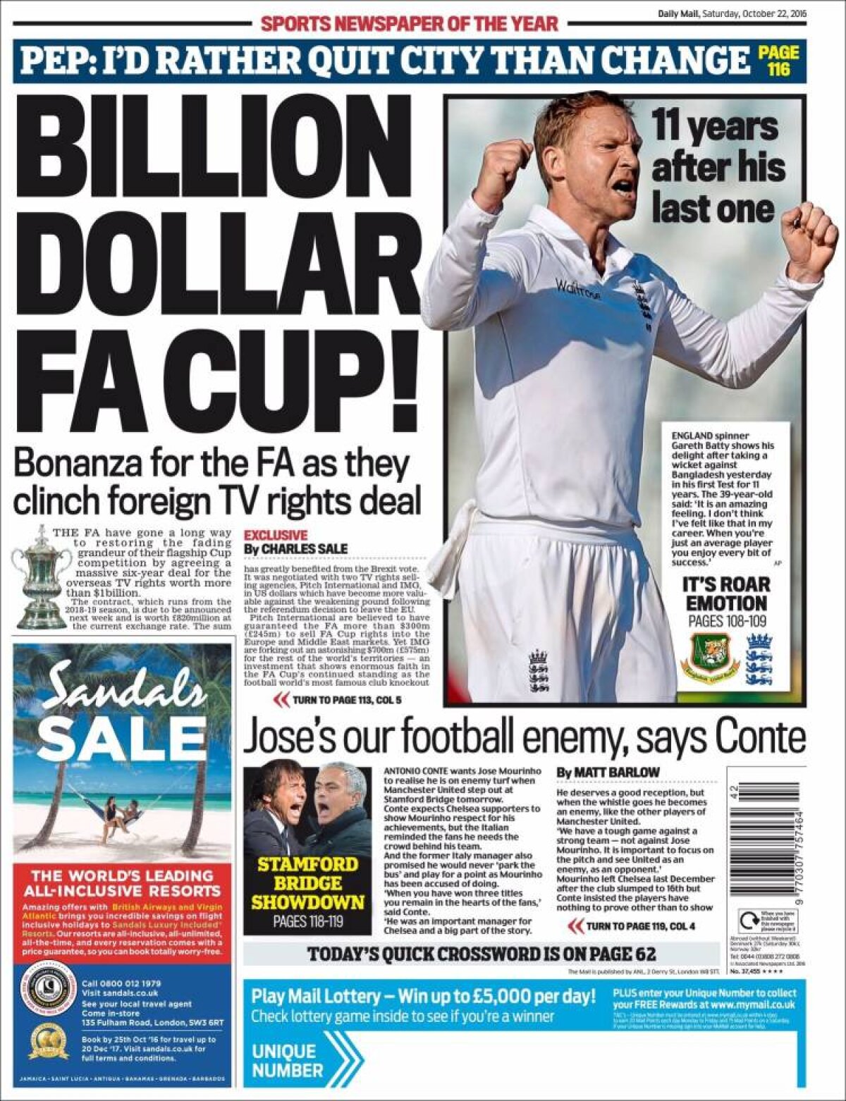 Ce scriu azi ziarele de sport din lume (22 octombrie 2016)