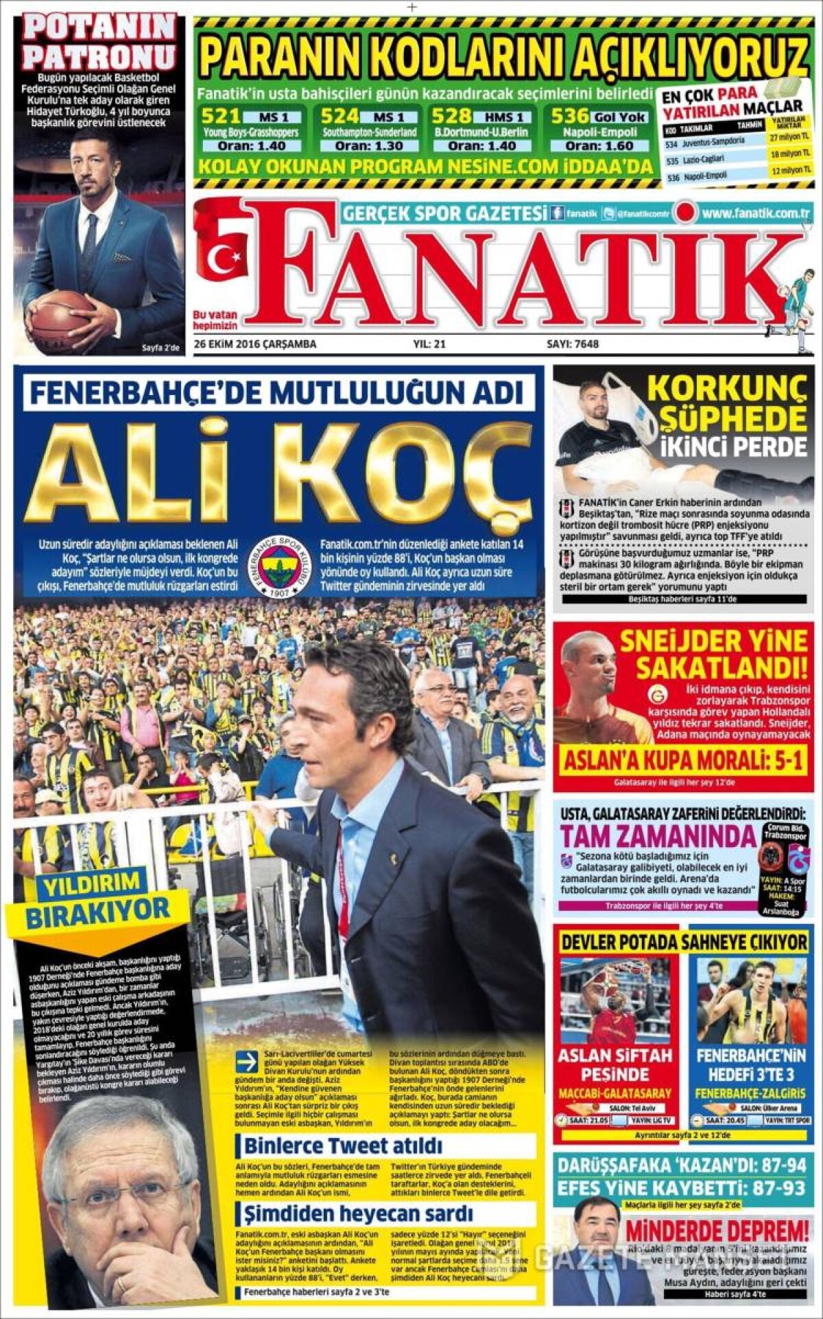 Ce scriu azi ziarele de sport din lume (26 octombrie 2016)