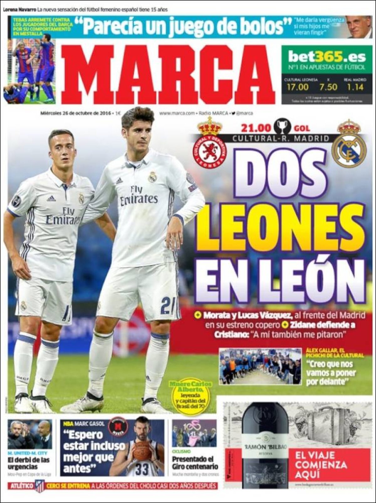 Ce scriu azi ziarele de sport din lume (26 octombrie 2016)