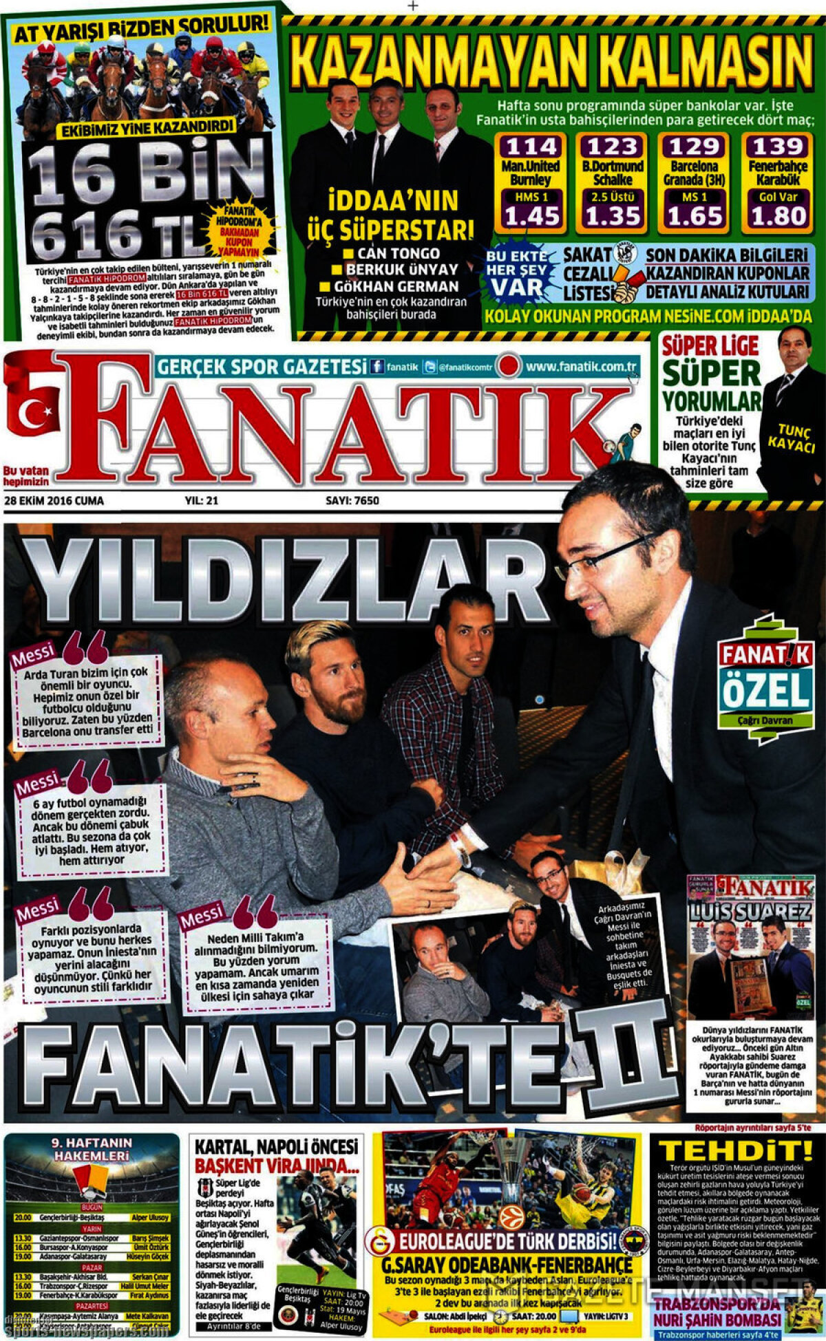 Ce scriu azi ziarele de sport din lume (28 octombrie 2016)