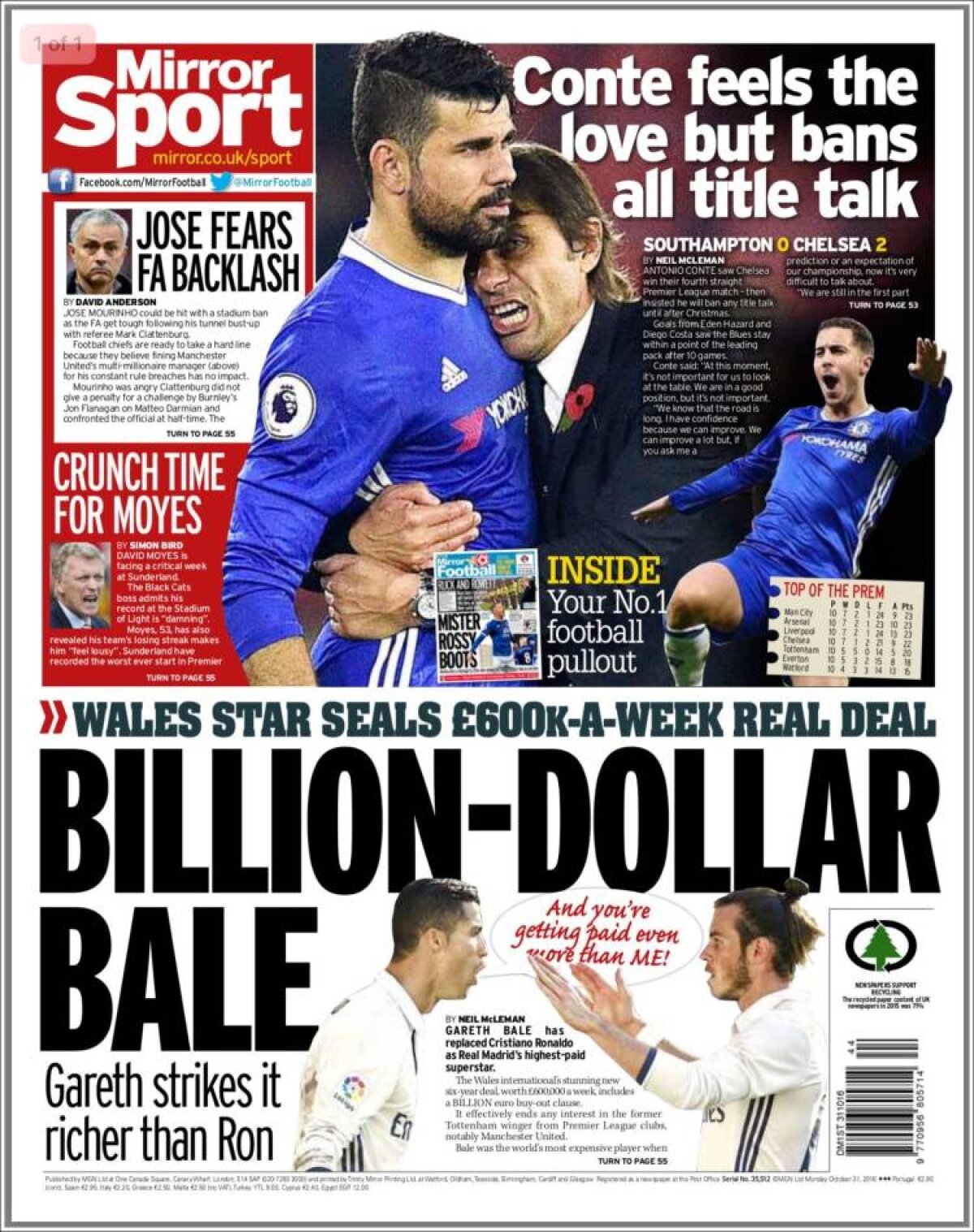 Ce scriu azi ziarele de sport din lume (31 octombrie 2016)