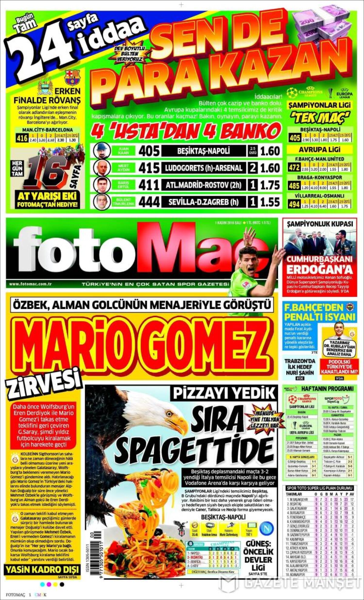 Ce scriu azi ziarele de sport din lume (1 noiembrie 2016)