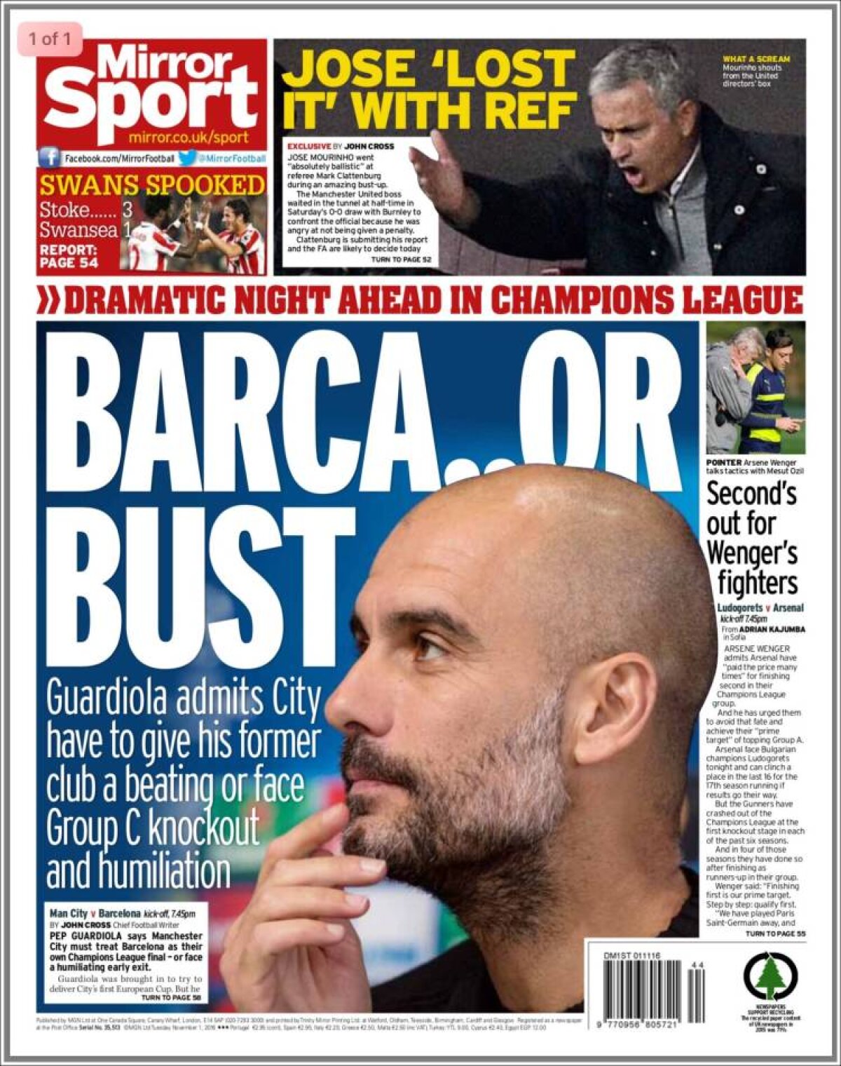 Ce scriu azi ziarele de sport din lume (1 noiembrie 2016)