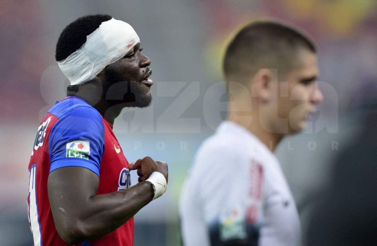 FOTO Momente tensionate la Steaua şi Viitorul » Muniru a ieşit de pe teren plin de sânge + Tamaș s-a repezit la arbitru