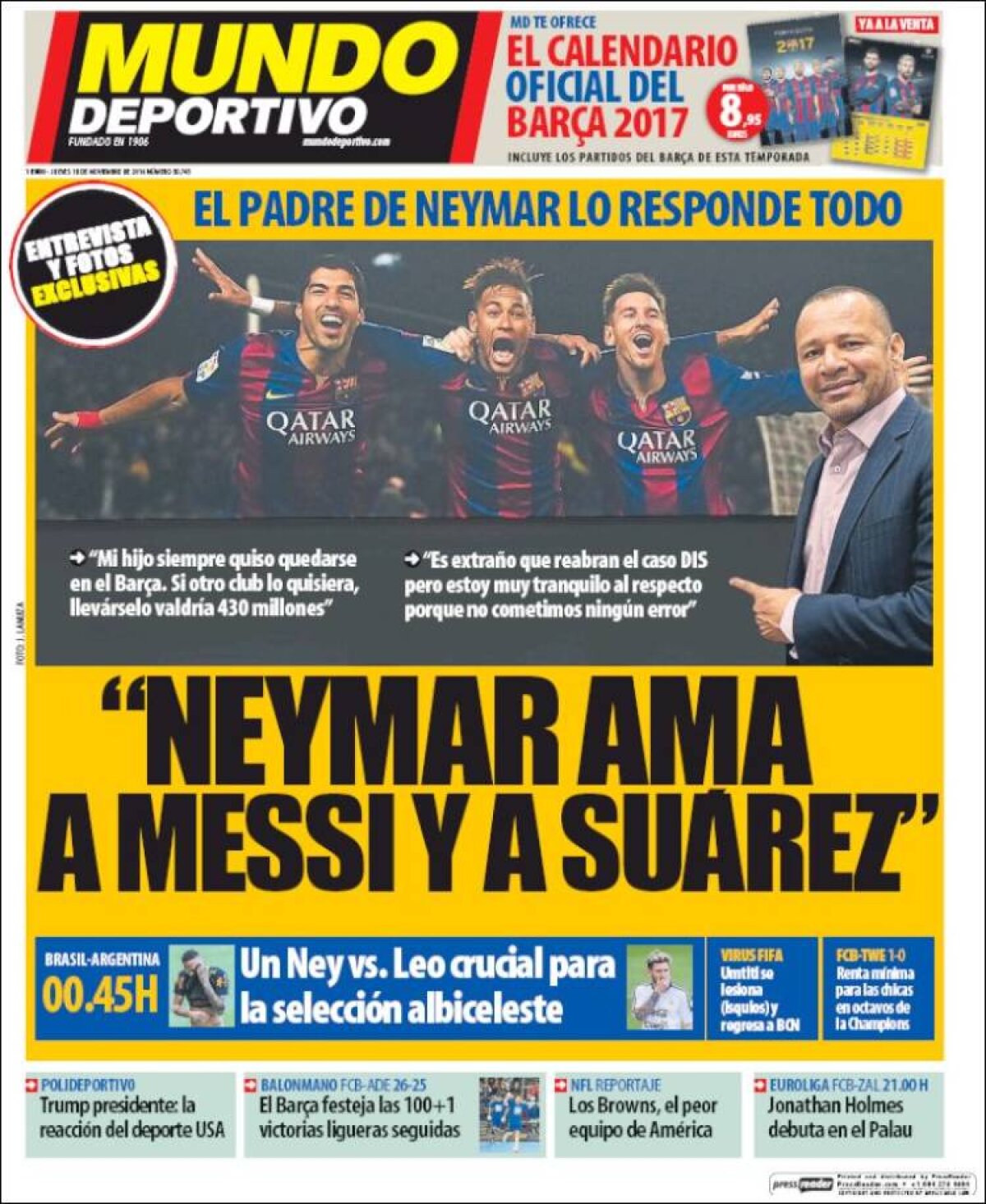 Ce scriu azi ziarele de sport din lume (10 noiembrie 2016)