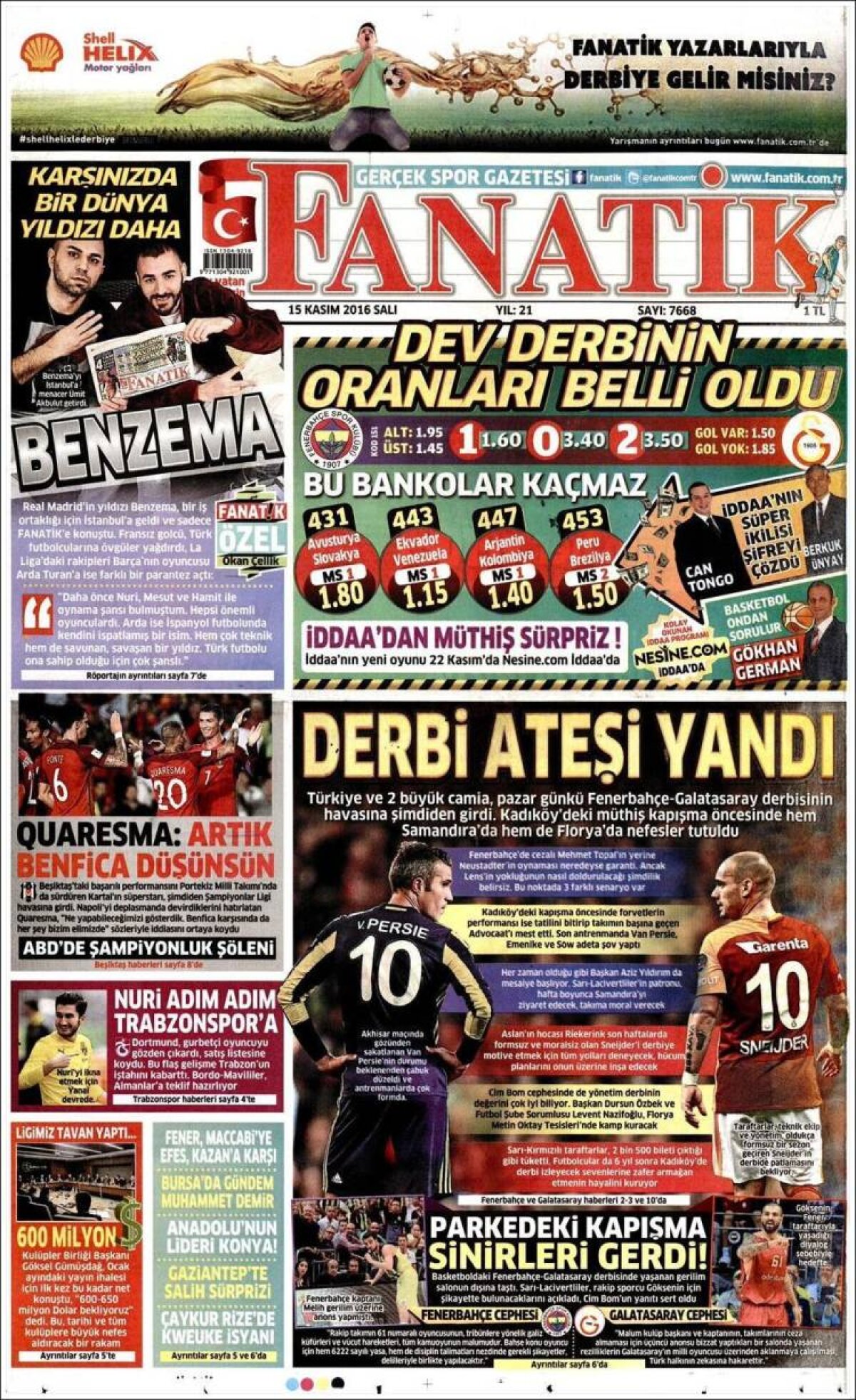 Ce scriu azi ziarele de sport din lume (15 noiembrie 2016)