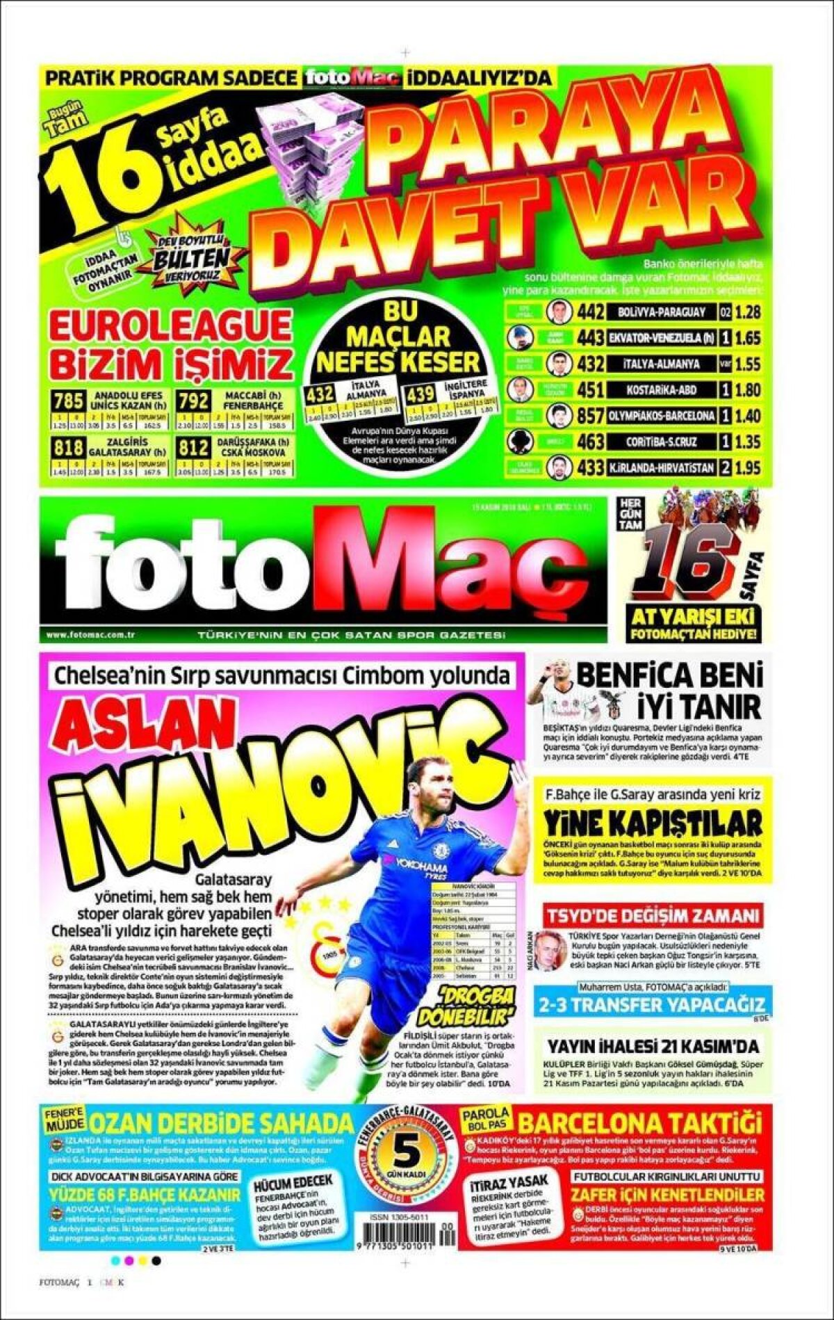 Ce scriu azi ziarele de sport din lume (15 noiembrie 2016)