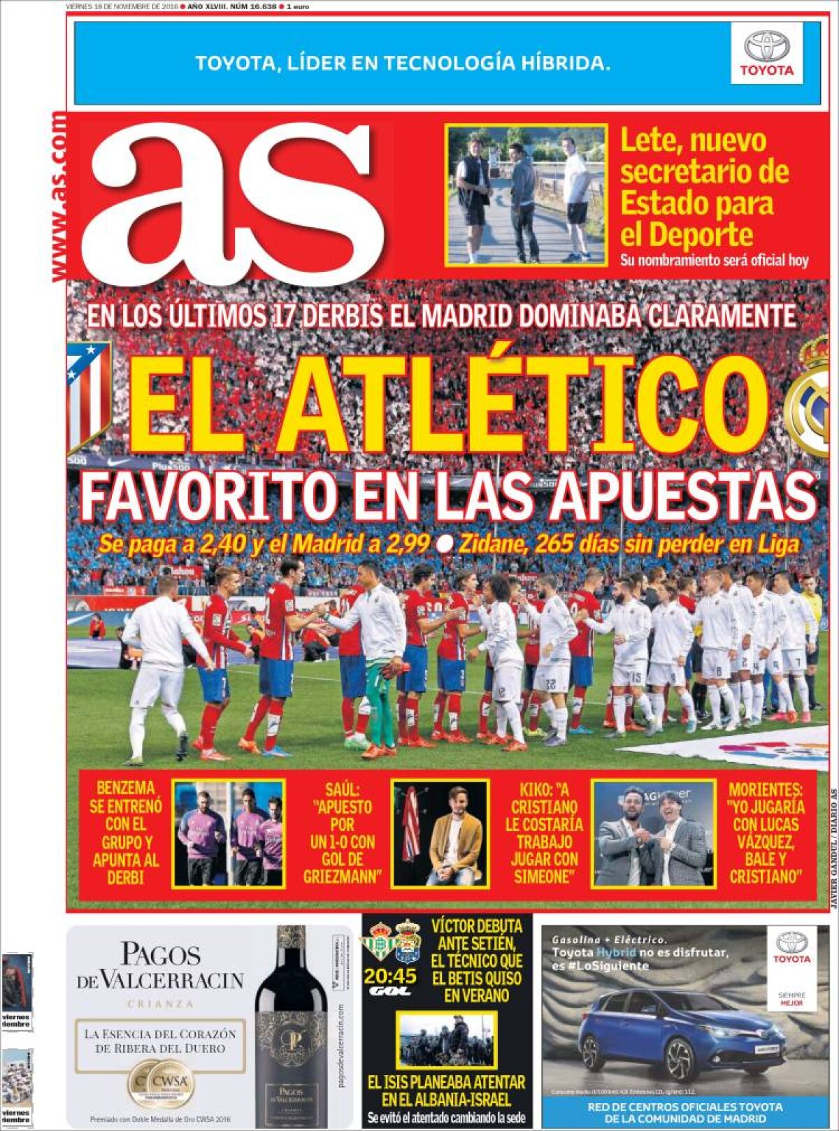 Ce scriu azi ziarele de sport din lume (18 noiembrie 2016)