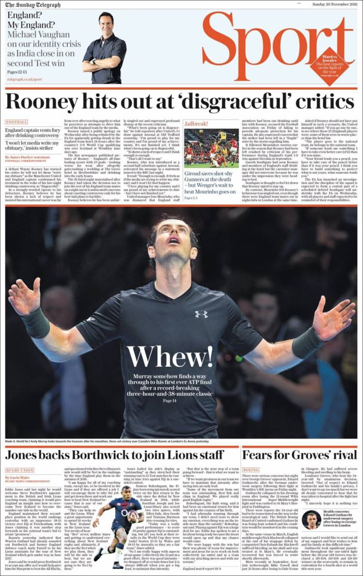 Ce scriu azi ziarele de sport din lume (20 noiembrie 2016)