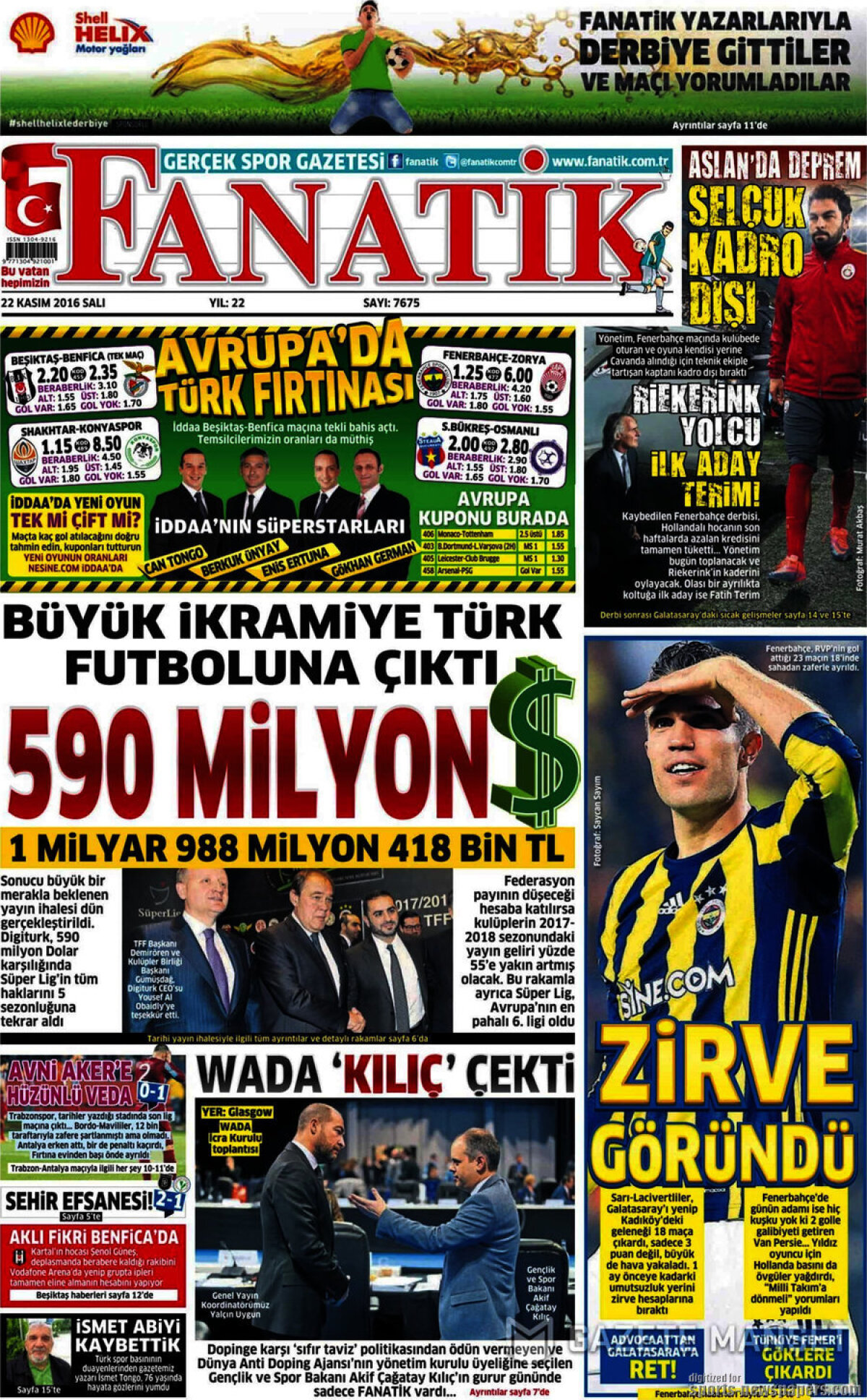 Ce scriu azi ziarele de sport din lume (22 noiembrie 2016)