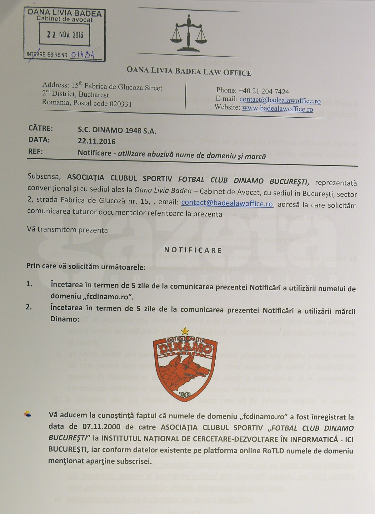 DOCUMENTE OFICIALE Detalii de culise din războiul Badea - Negoiță » Fostul șef de la Dinamo a luat o măsură radicală! Actuala echipă a "câinilor" poate ajunge ca Steaua