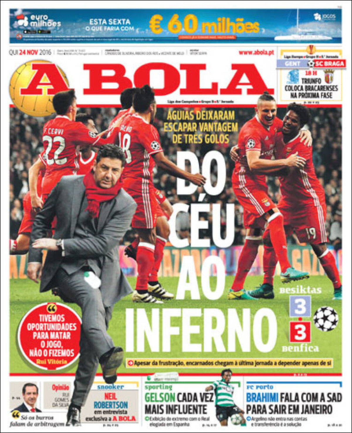 Ce scriu azi ziarele de sport din lume (24 noiembrie 2016)