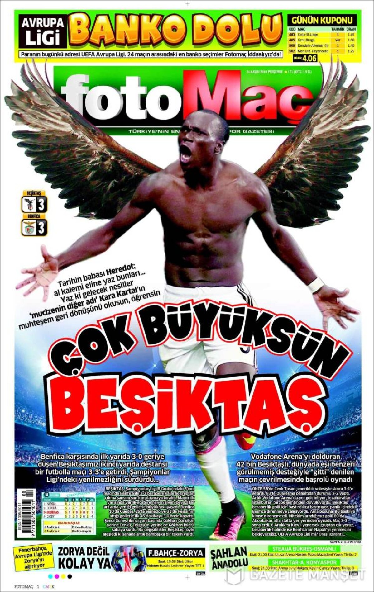 Ce scriu azi ziarele de sport din lume (24 noiembrie 2016)