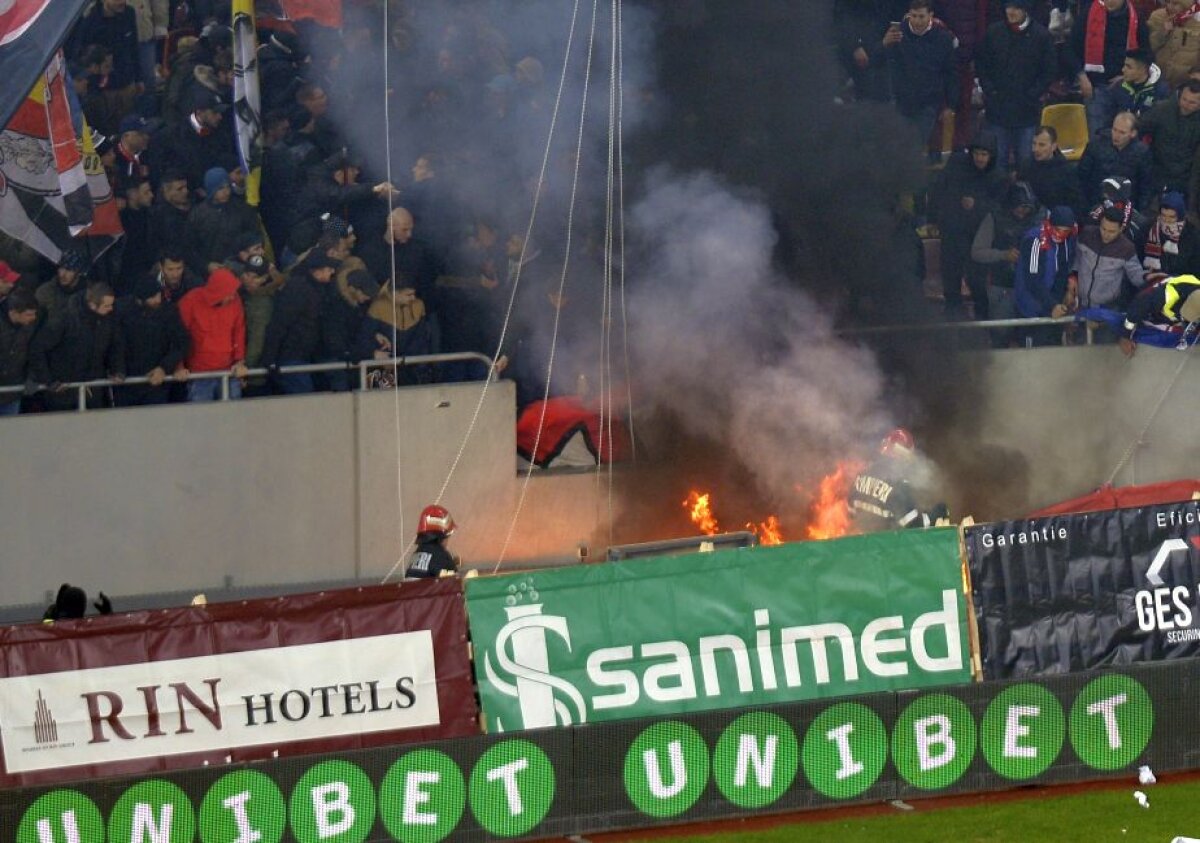 VIDEO+FOTO Ce nu s-a văzut la TV: incendiu provocat din peluza dinamovistă!