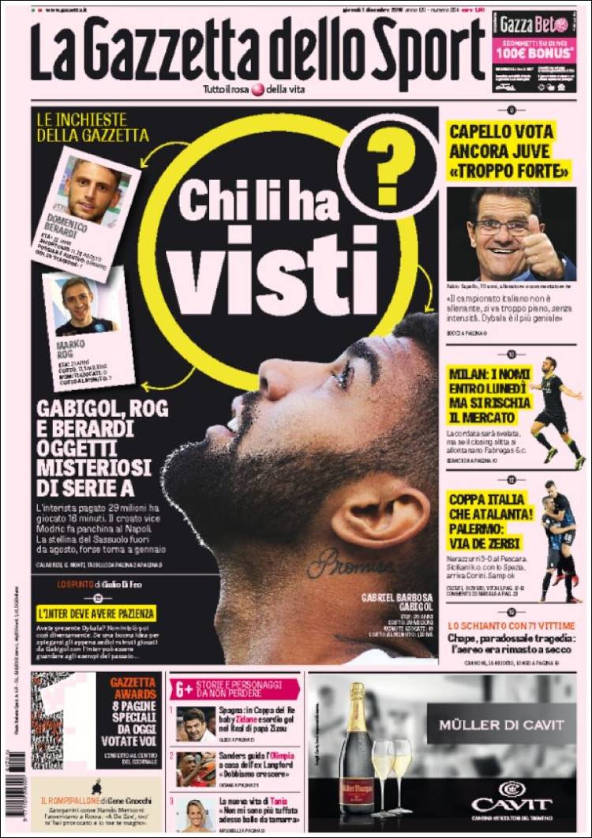 Ce scriu azi ziarele de sport din lume (1 decembrie 2016)