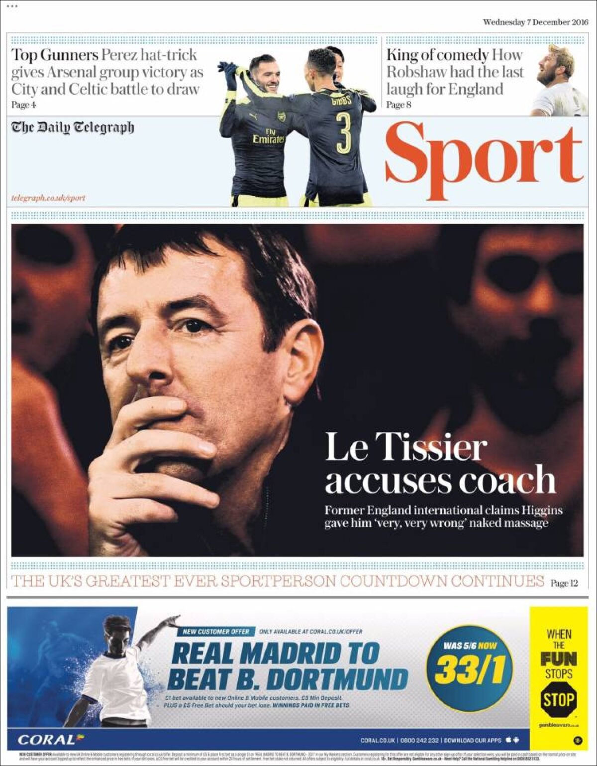 Ce scriu azi ziarele de sport din lume (7 decembrie 2016)