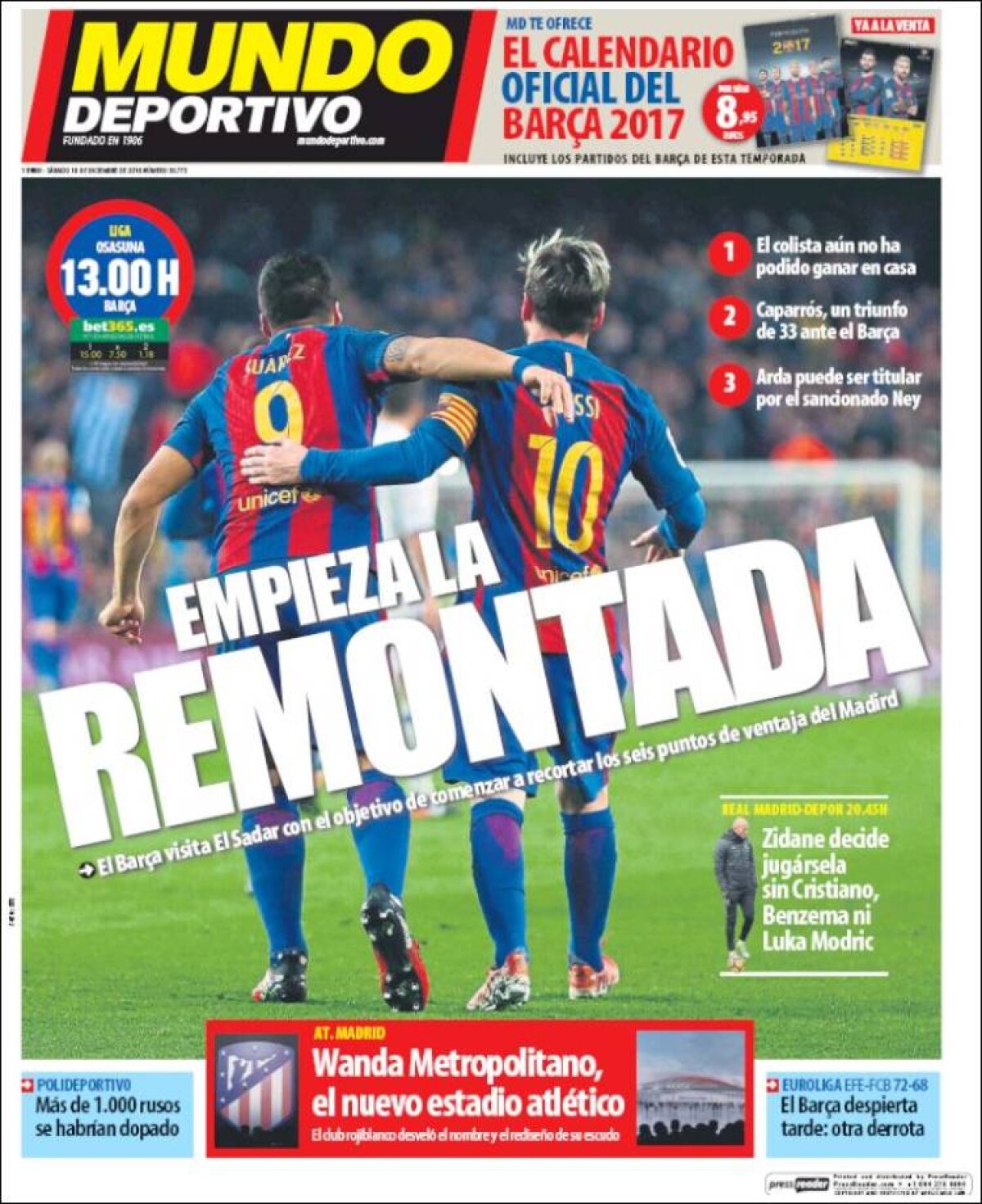 Ce scriu azi ziarele de sport din lume (10 decembrie 2016)