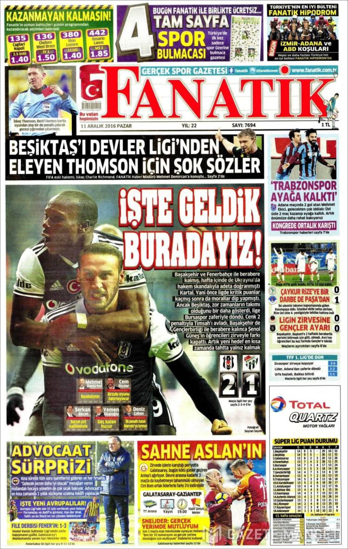 Ce scriu azi ziarele de sport din lume (11 decembrie 2016)