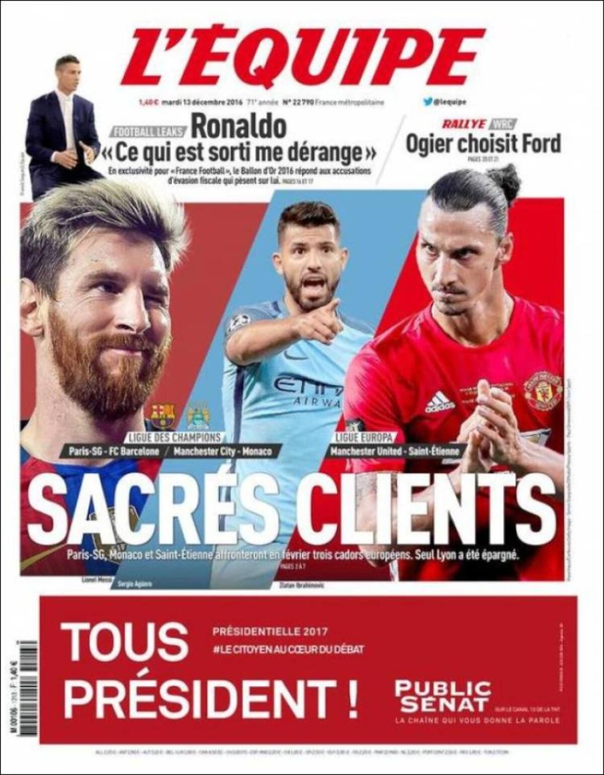 Ce scriu azi ziarele de sport din lume (13 decembrie 2016)