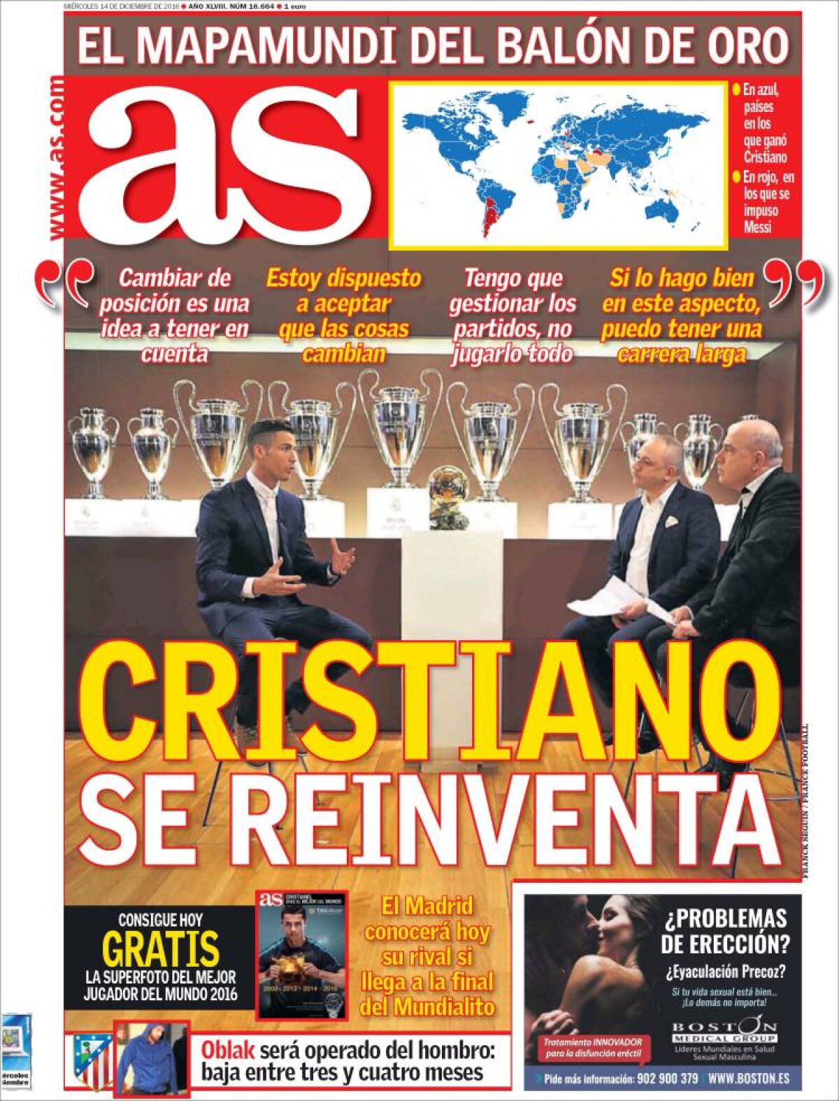 Ce scriu azi ziarele de sport din lume (14 decembrie 2016)