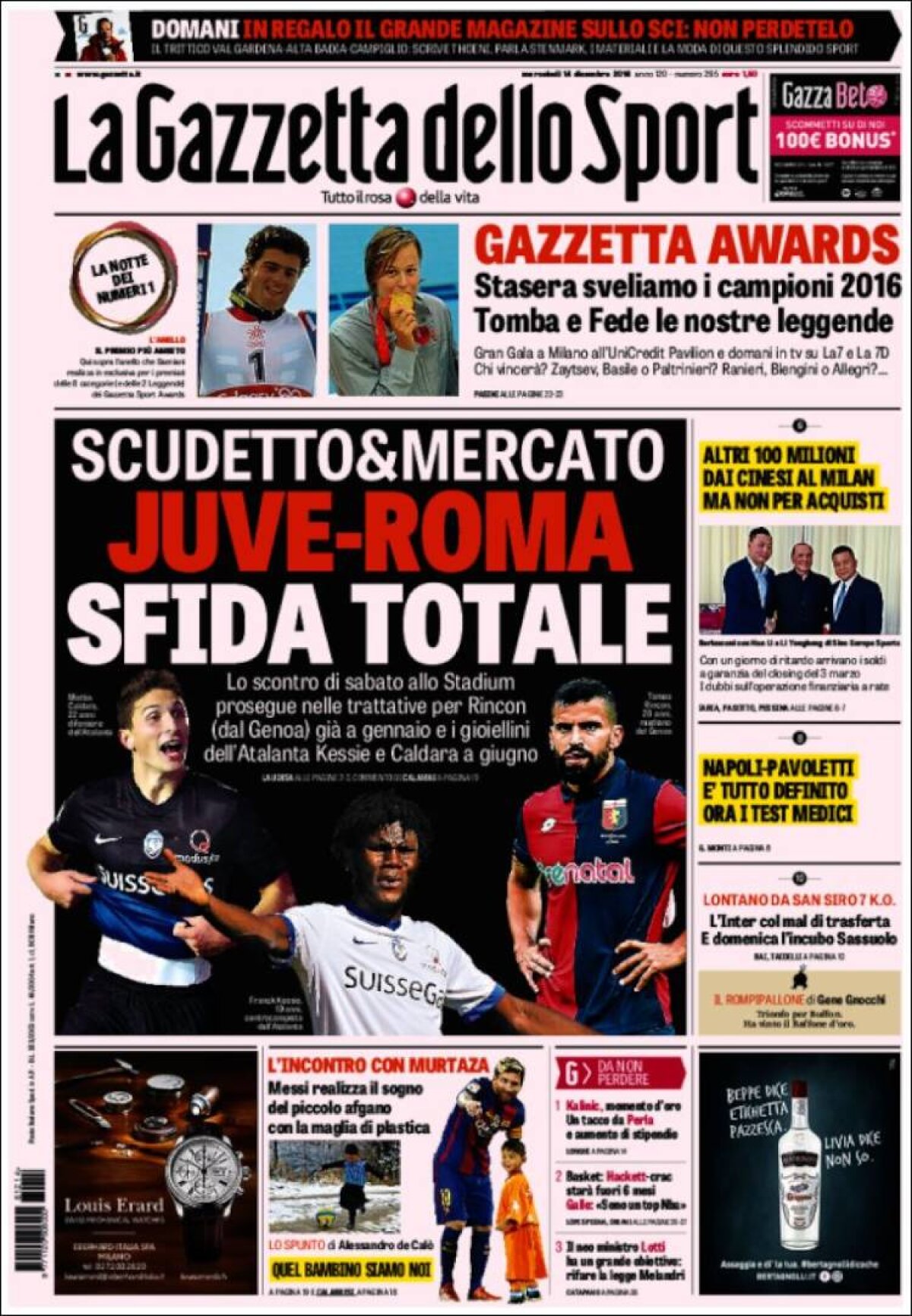 Ce scriu azi ziarele de sport din lume (14 decembrie 2016)