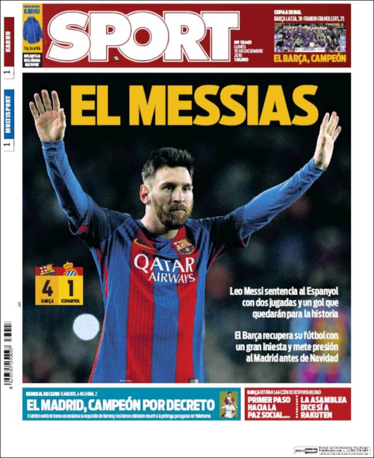 Ce scriu azi ziarele de sport din lume (19 decembrie 2016)