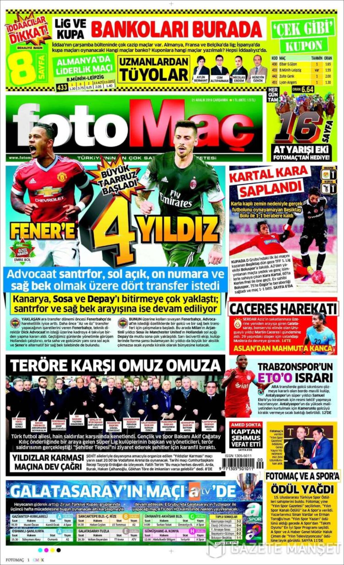 Ce scriu azi ziarele de sport din lume (21 decembrie 2016)