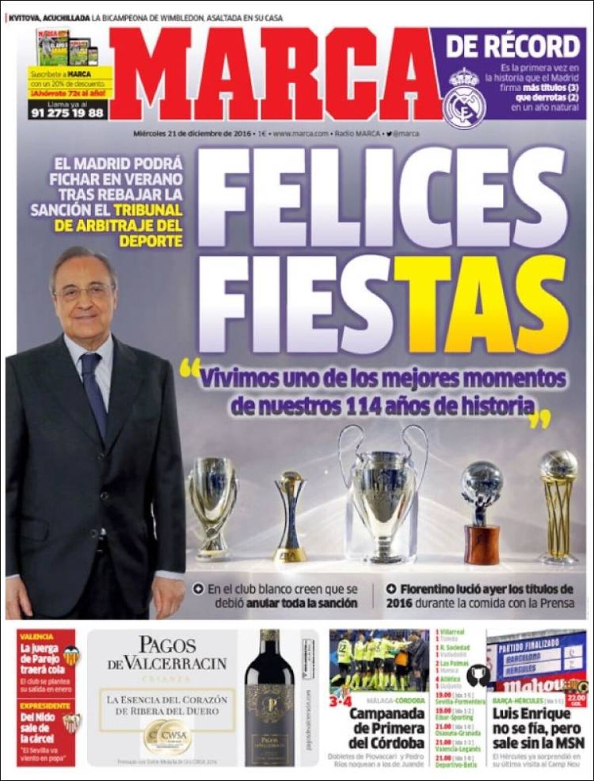 Ce scriu azi ziarele de sport din lume (21 decembrie 2016)