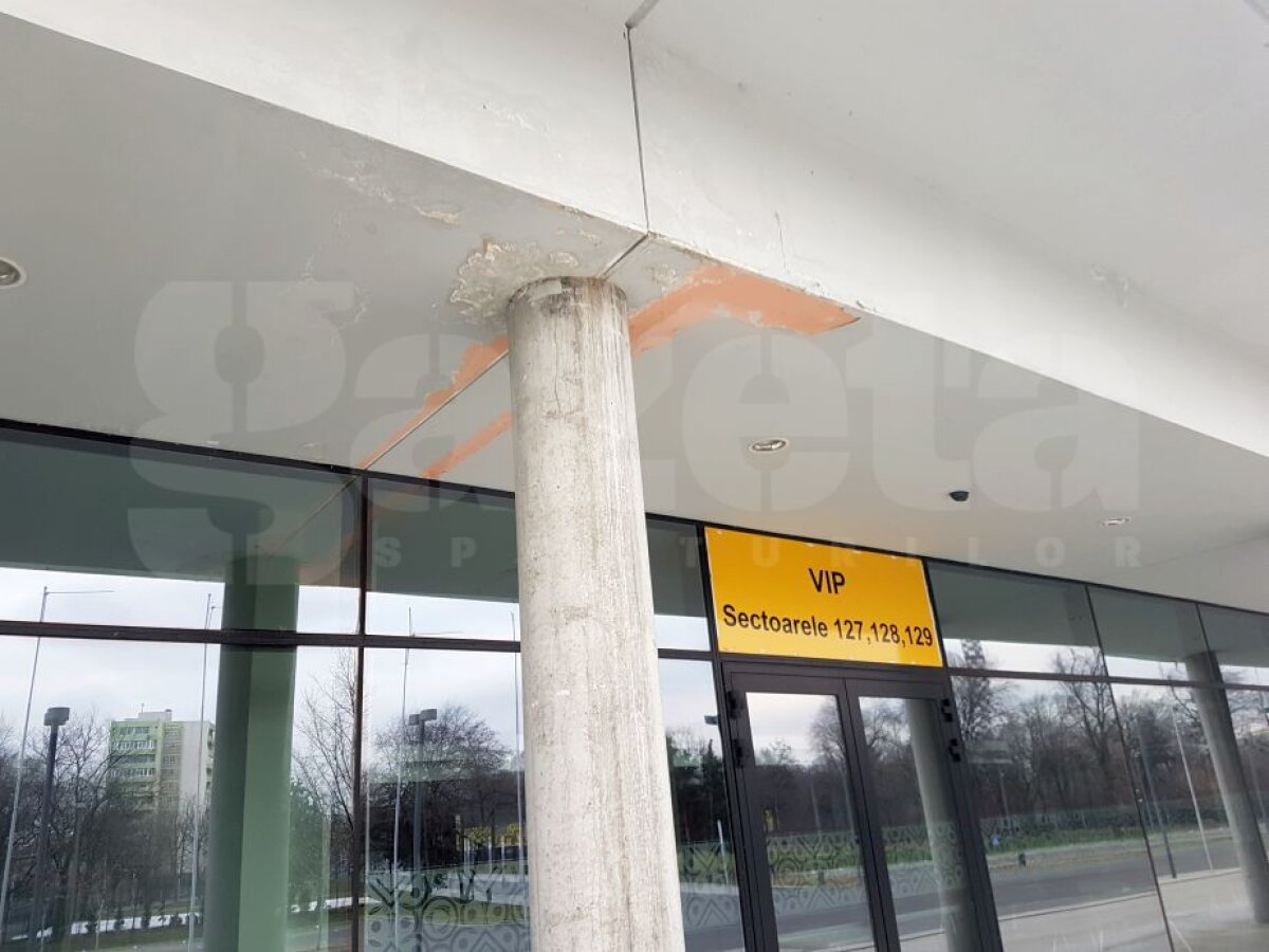 VIDEO+FOTO Se degradează Arena! Lojele și stâlpii de susținere din zona VIP sunt într-o stare deplorabilă