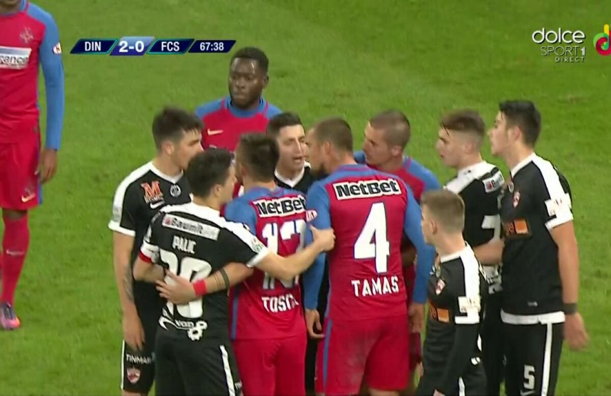 FOTO Momente tensionate la derby! Tamaş i-a băgat mâna în gât unui dinamovist