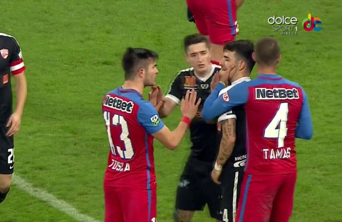 FOTO Momente tensionate la derby! Tamaş i-a băgat mâna în gât unui dinamovist