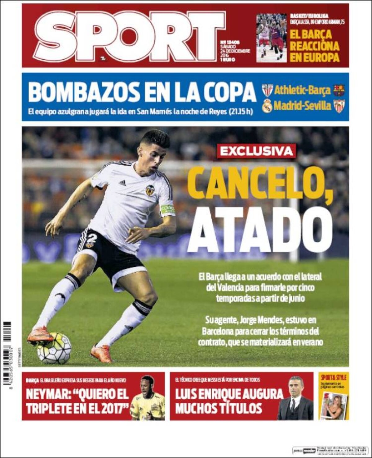 Ce scriu azi ziarele de sport din lume (24 decembrie 2016)