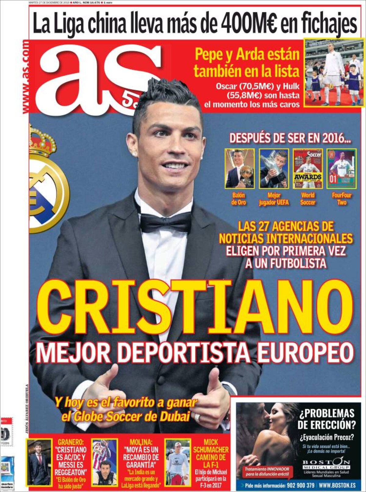 Ce scriu azi ziarele de sport din lume (27 decembrie 2016)