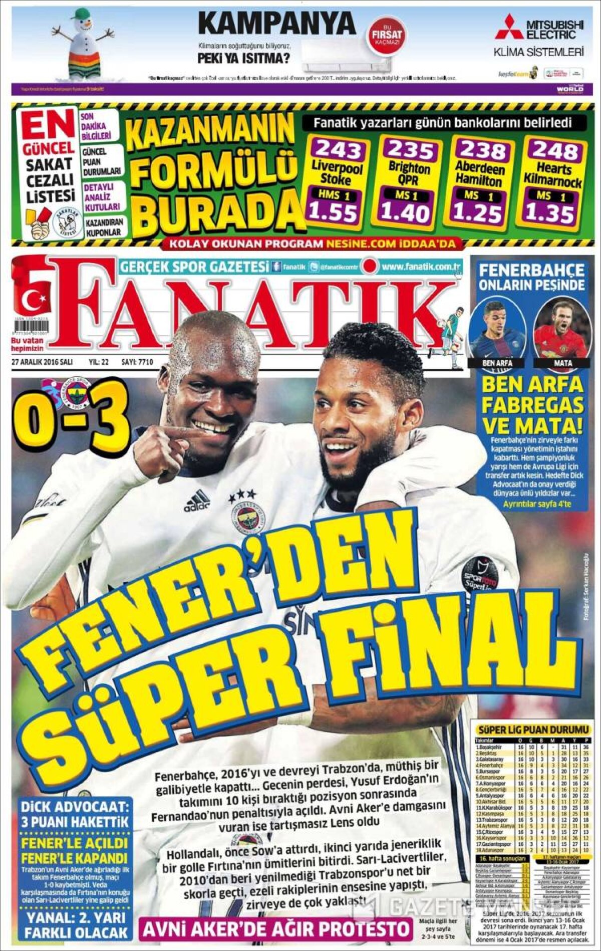 Ce scriu azi ziarele de sport din lume (27 decembrie 2016)