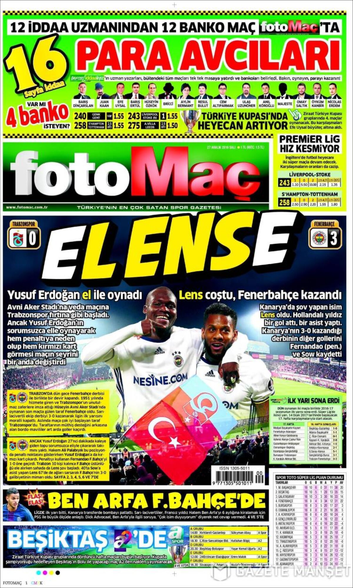 Ce scriu azi ziarele de sport din lume (27 decembrie 2016)